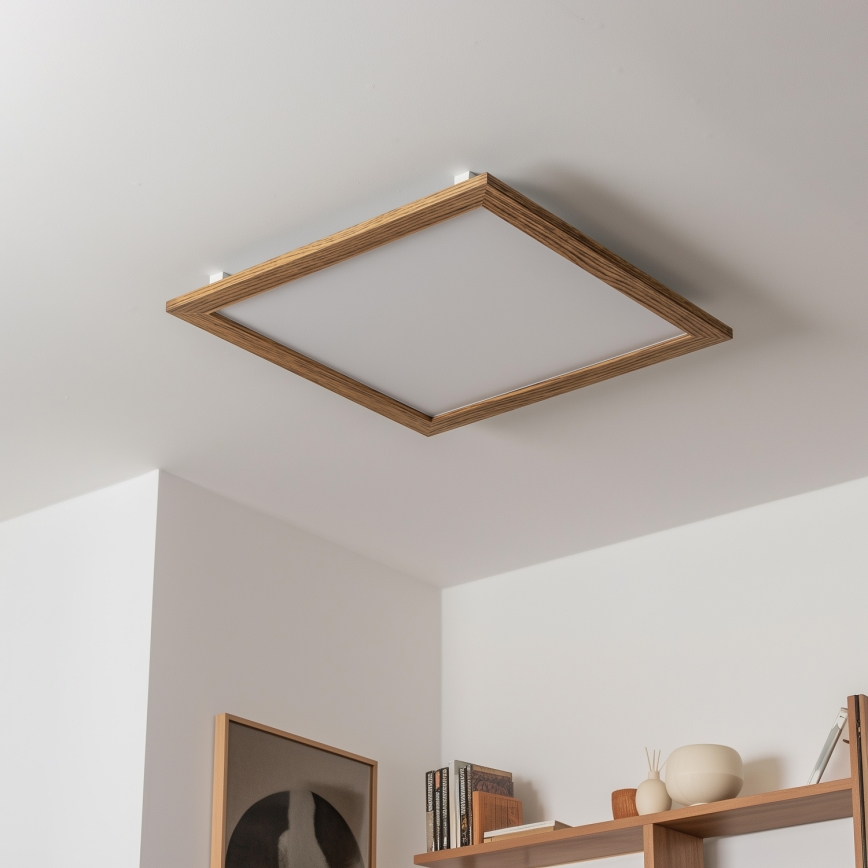 Eglo - LED RGB Prigušivi nadgradni panel SALOBRENA-C WOOD LED/30,5W/230V 2700-6500K 64x64 cm braon + Daljinski upravljač