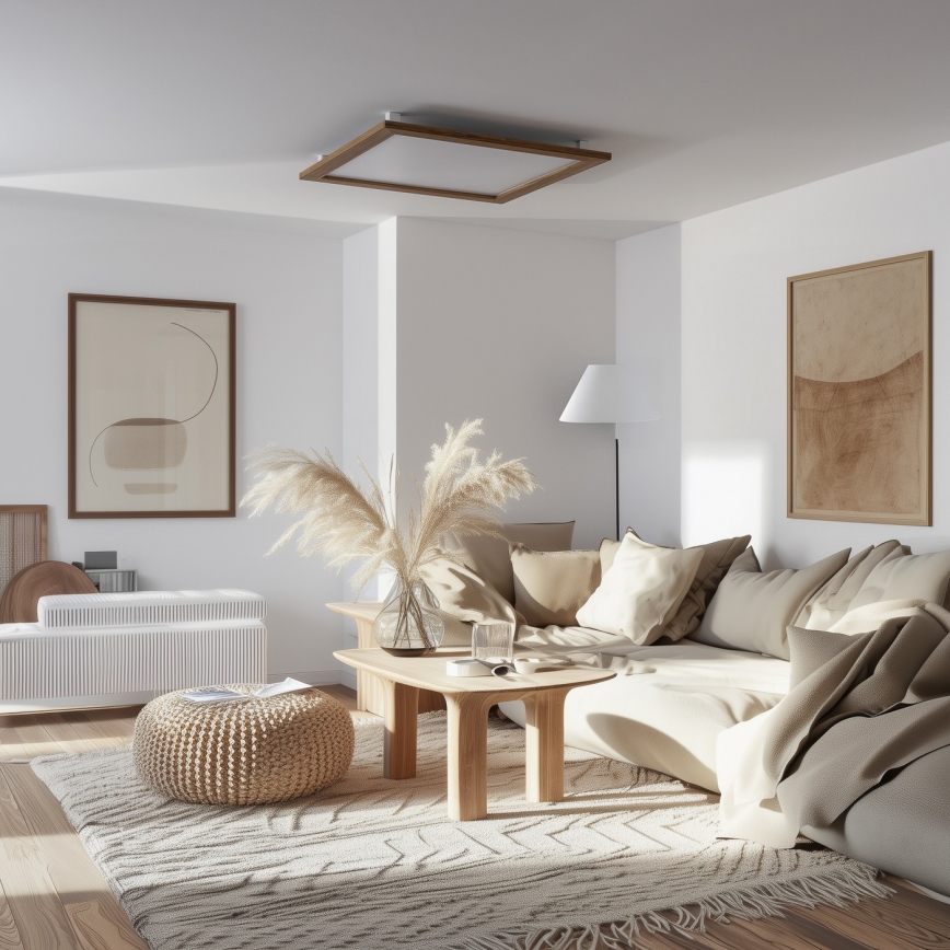 Eglo - LED RGB Prigušivi nadgradni panel SALOBRENA-C WOOD LED/30,5W/230V 2700-6500K 64x64 cm braon + Daljinski upravljač