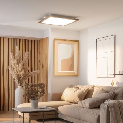 Eglo - LED RGB Prigušivi nadgradni panel SALOBRENA-C WOOD LED/30,5W/230V 2700-6500K 64x64 cm braon + Daljinski upravljač