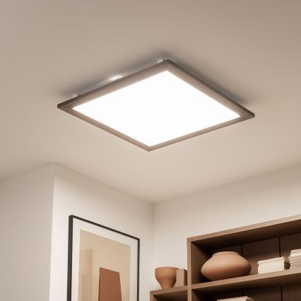 Eglo - LED RGB Prigušivi nadgradni panel SALOBRENA-C WOOD LED/30,5W/230V 2700-6500K 64x64 cm tamno braon + Daljinski upravljač