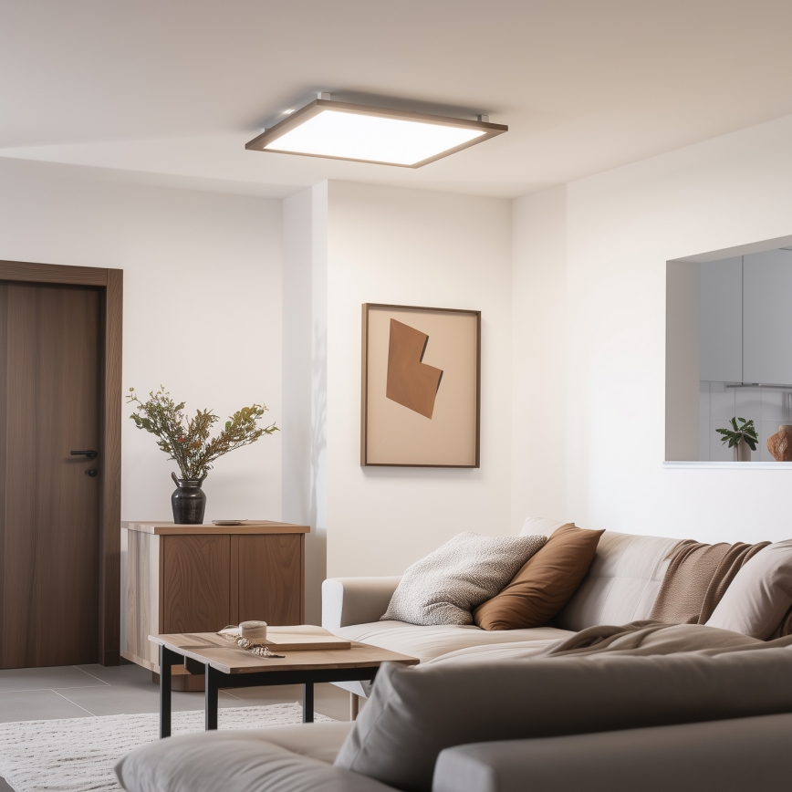 Eglo - LED RGB Prigušivi nadgradni panel SALOBRENA-C WOOD LED/30,5W/230V 2700-6500K 64x64 cm tamno braon + Daljinski upravljač