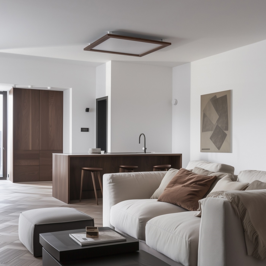 Eglo - LED RGB Prigušivi nadgradni panel SALOBRENA-C WOOD LED/30,5W/230V 2700-6500K 64x64 cm tamno braon + Daljinski upravljač