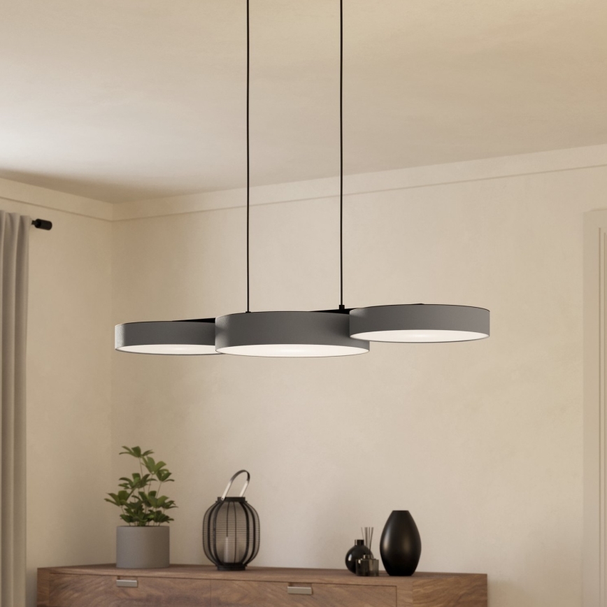 Eglo - LED RGBW Prigušivi luster na sajli 3xLED/7,5W/230V 2700-6500K sivo