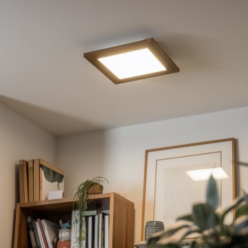 Eglo - LED RGBW Prigušivi nadgradni panel SALOBRENA-C WOOD LED/16W/230V 2700-6500K 34x34 cm braon + Daljinski upravljač