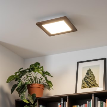 Eglo - LED RGBW Prigušivi nadgradni panel SALOBRENA-C WOOD LED/16W/230V 2700-6500K 34x34 cm tamno braon + Daljinski upravljač