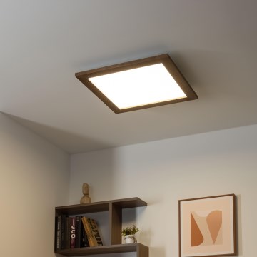 Eglo - LED RGBW Prigušivi nadgradni panel SALOBRENA-C WOOD LED/21W/230V 2700-6500K 49,5x49,5 cm tamno braon + Daljinski upravljač