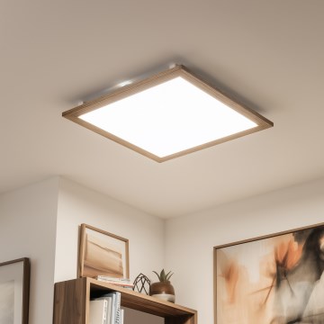 Eglo - LED RGBW Prigušivi nadgradni panel SALOBRENA-C WOOD LED/34W/230V 2700-6500K 64x64 cm braon + Daljinski upravljač