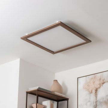 Eglo - LED RGBW Prigušivi nadgradni panel SALOBRENA-C WOOD LED/34W/230V 2700-6500K 64x64 cm tamno braon + Daljinski upravljač