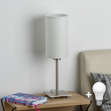 Eglo - LED  Stona lampa TUNJA 1xE27/60W/230V 26,5 cm mat krom/bela
