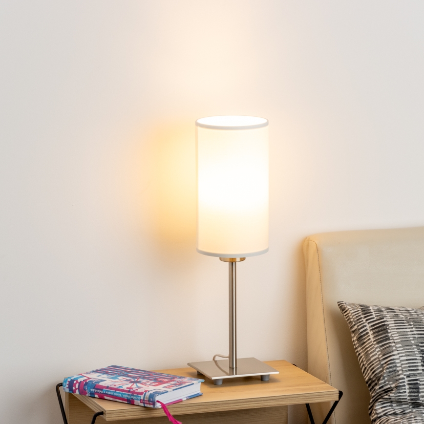 Eglo - LED  Stona lampa TUNJA 1xE27/60W/230V 26,5 cm mat krom/bela