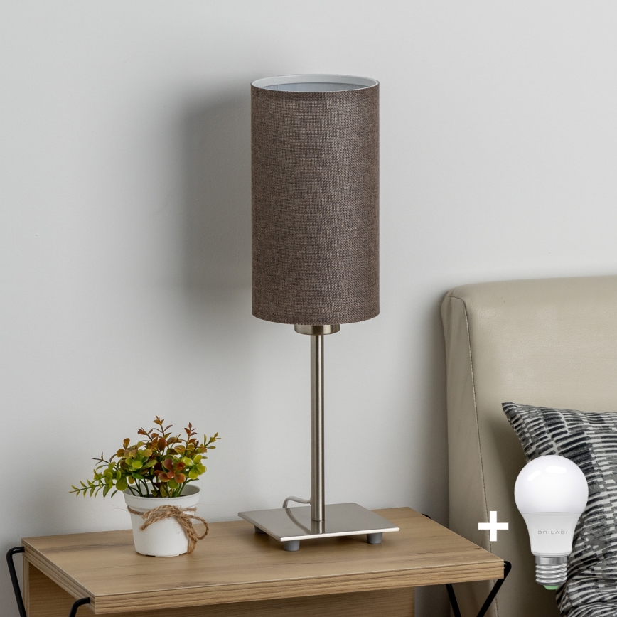 Eglo - LED  Stona lampa TUNJA 1xE27/60W/230V 26,5 cm mat krom/braon
