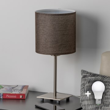Eglo - LED  Stona lampa TUNJA 1xE27/60W/230V 26,5 cm mat krom/braon