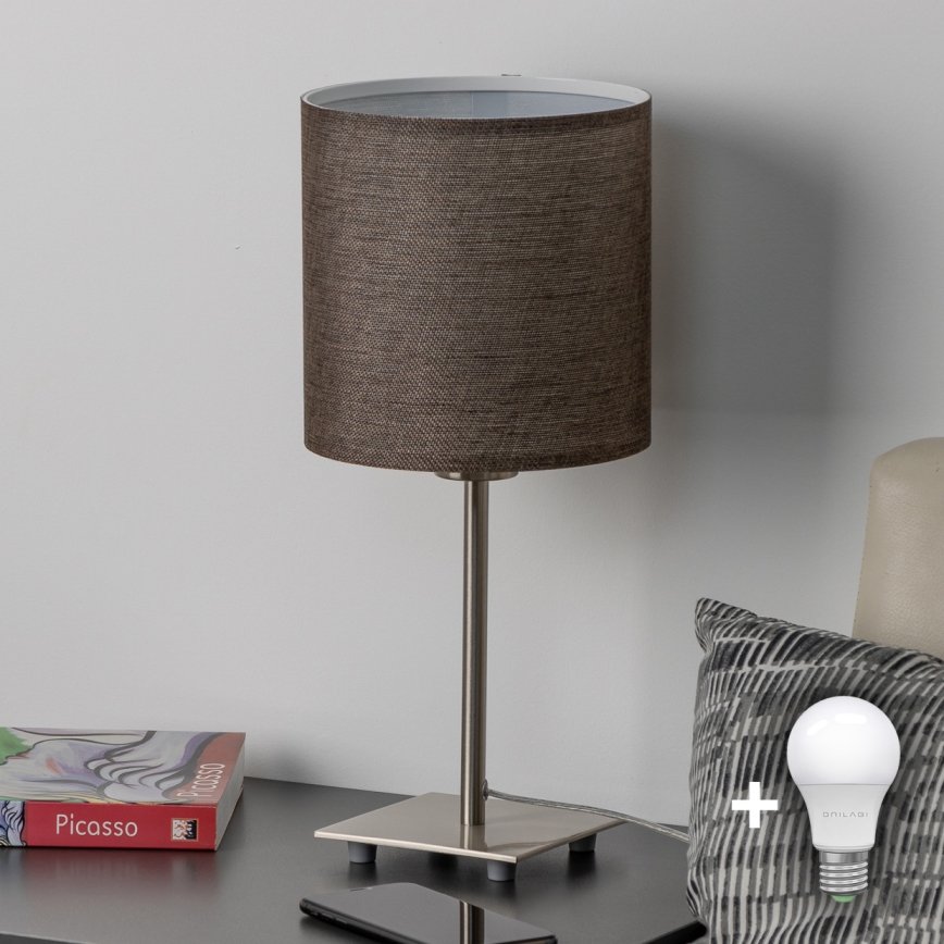 Eglo - LED  Stona lampa TUNJA 1xE27/60W/230V 26,5 cm mat krom/braon