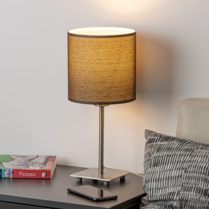 Eglo - LED  Stona lampa TUNJA 1xE27/60W/230V 26,5 cm mat krom/braon