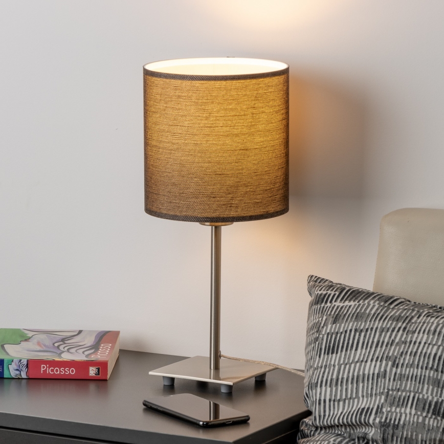 Eglo - LED  Stona lampa TUNJA 1xE27/60W/230V 26,5 cm mat krom/braon