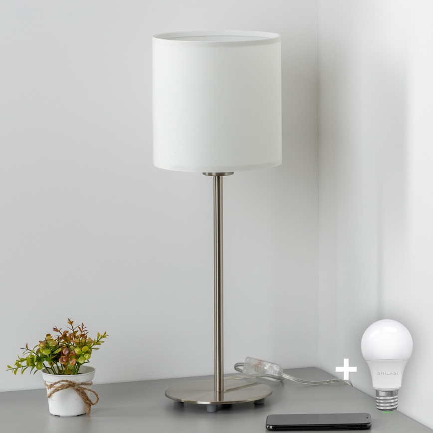 Eglo - LED  Stona lampa TUNJA 1xE27/60W/230V 38,5 cm mat krom/bela