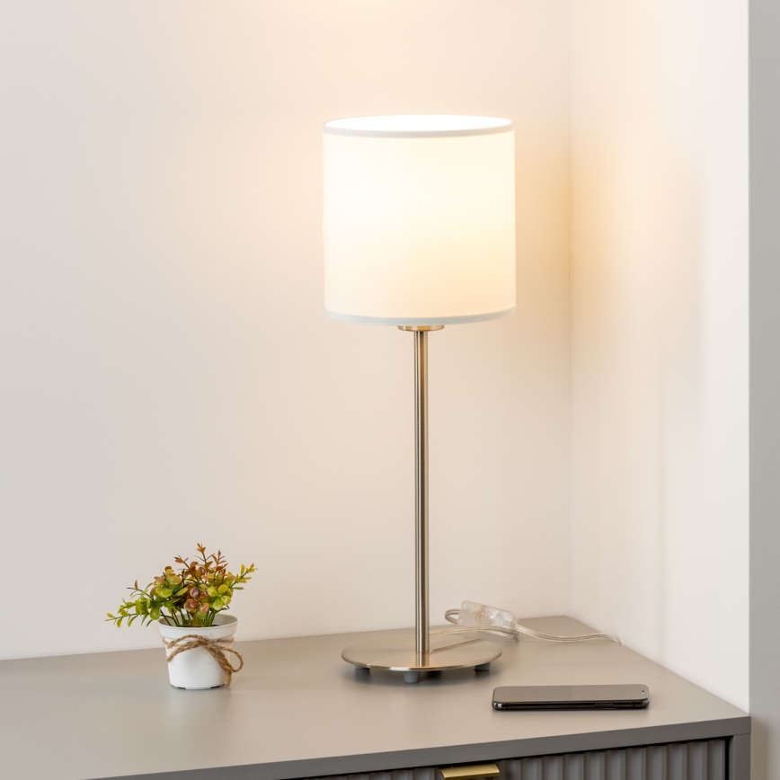 Eglo - LED  Stona lampa TUNJA 1xE27/60W/230V 38,5 cm mat krom/bela