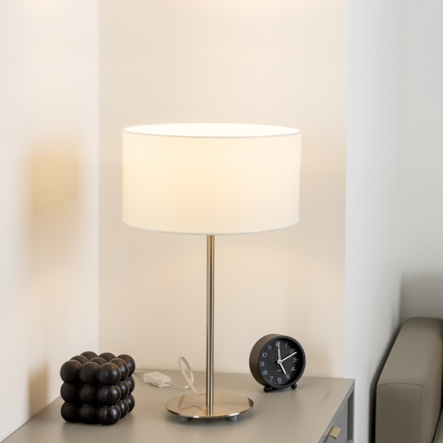 Eglo - LED  Stona lampa TUNJA 1xE27/60W/230V 38,5 cm mat krom/bela