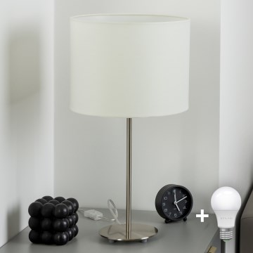 Eglo - LED  Stona lampa TUNJA 1xE27/60W/230V 38,5 cm mat krom/bela