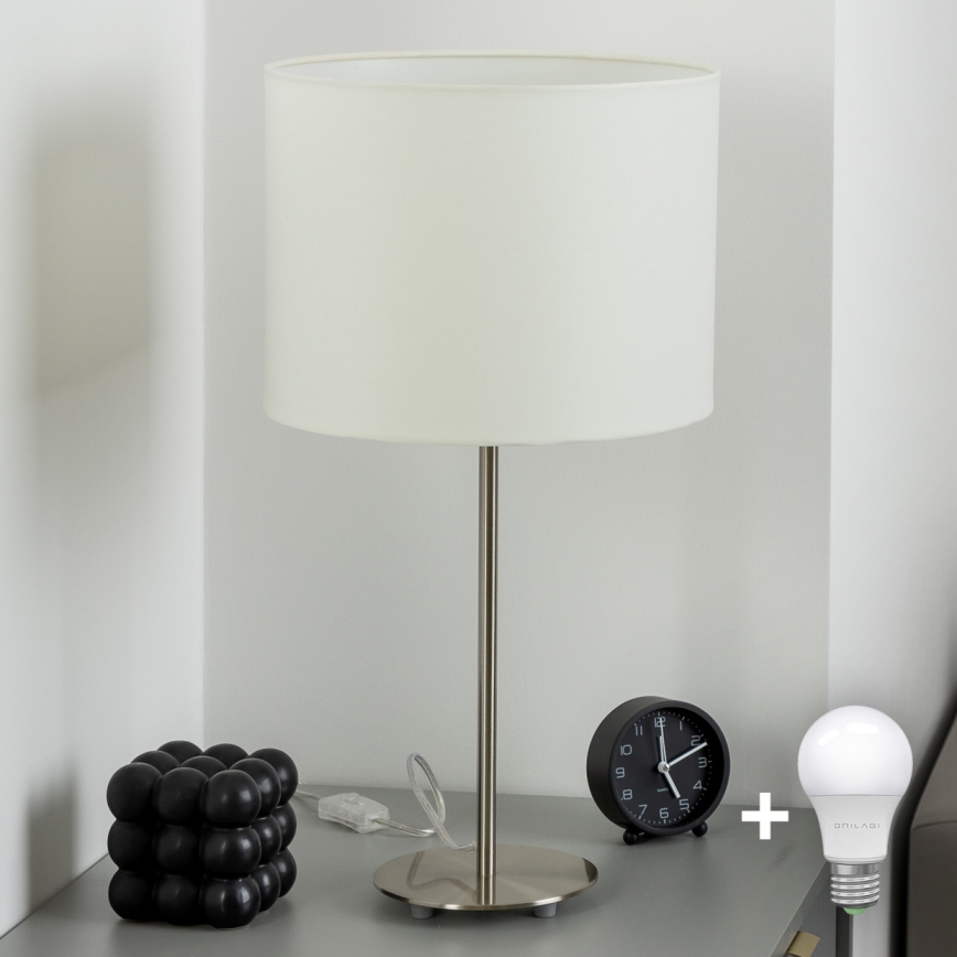 Eglo - LED  Stona lampa TUNJA 1xE27/60W/230V 38,5 cm mat krom/bela
