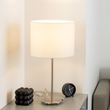 Eglo - LED  Stona lampa TUNJA 1xE27/60W/230V 38,5 cm mat krom/bela