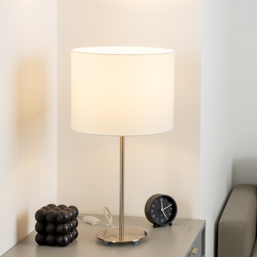 Eglo - LED  Stona lampa TUNJA 1xE27/60W/230V 38,5 cm mat krom/bela