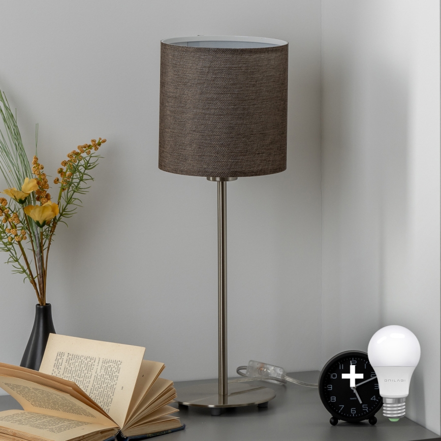 Eglo - LED  Stona lampa TUNJA 1xE27/60W/230V 38,5 cm mat krom/braon