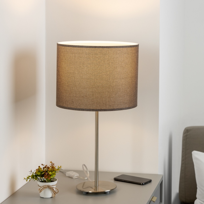 Eglo - LED  Stona lampa TUNJA 1xE27/60W/230V 38,5 cm mat krom/braon