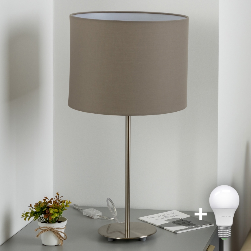 Eglo - LED  Stona lampa TUNJA 1xE27/60W/230V 38,5 cm mat krom/taupe