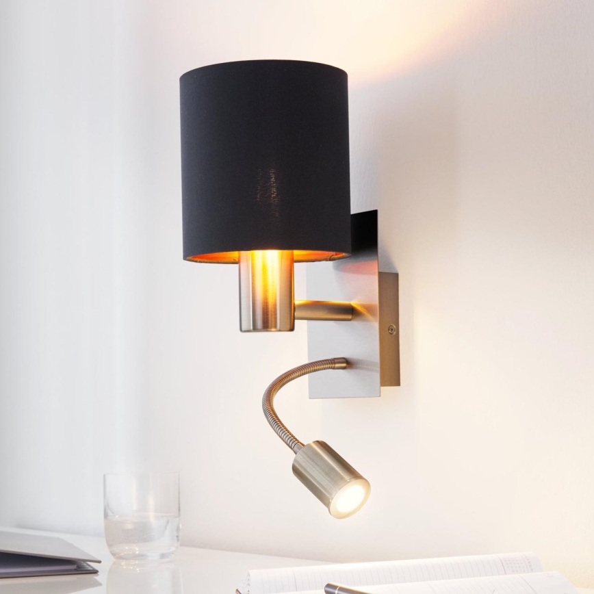 Eglo - LED Zidna lampa 1xE27/40W+LED/3,8W crno