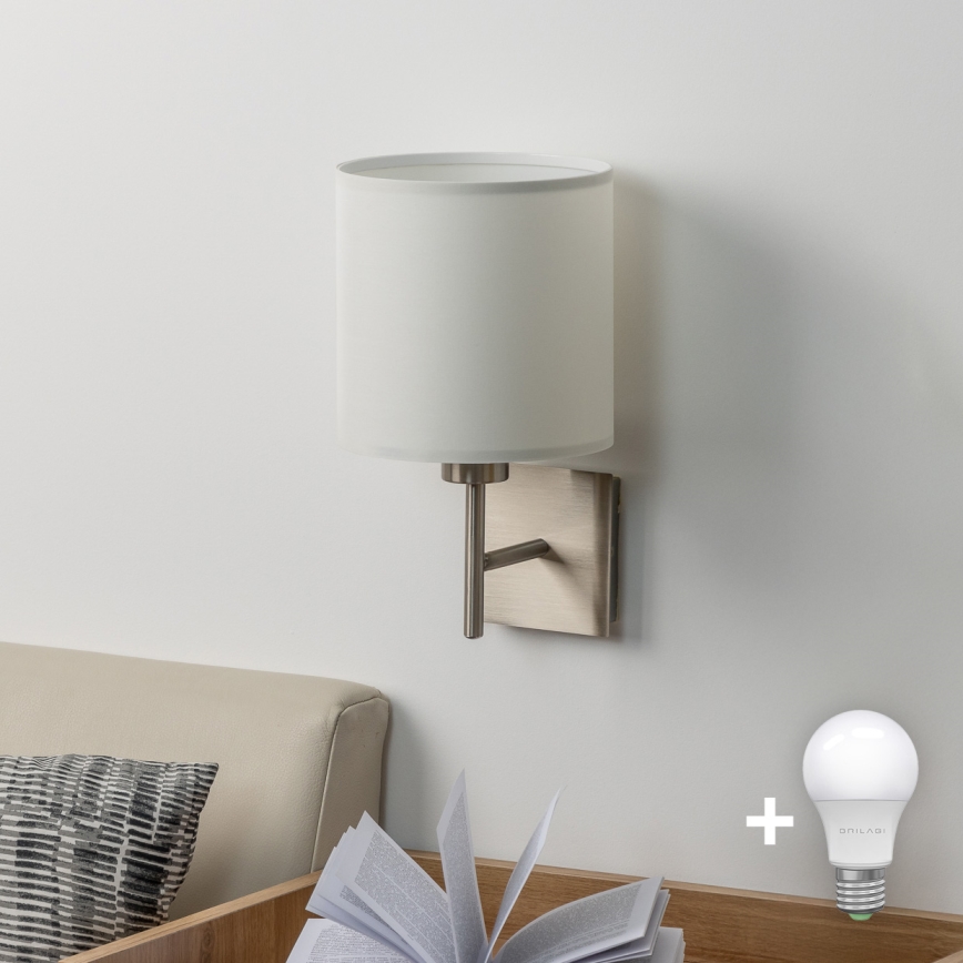 Eglo - LED  Zidna lampa TUNJA 1xE27/60W/230V mat krom/bela