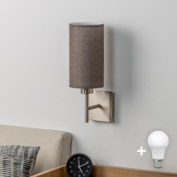 Eglo - LED  Zidna lampa TUNJA 1xE27/60W/230V mat krom/braon