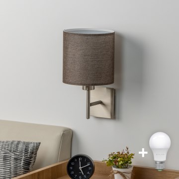 Eglo - LED  Zidna lampa TUNJA 1xE27/60W/230V mat krom/braon