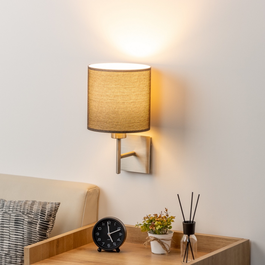 Eglo - LED  Zidna lampa TUNJA 1xE27/60W/230V mat krom/braon