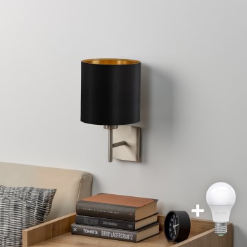 Eglo - LED  Zidna lampa TUNJA 1xE27/60W/230V mat krom/crno