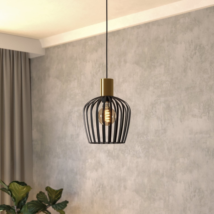 Eglo - Luster na sajli 1xE27/40W/230V crno/zlatna