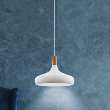 Eglo - Luster na sajli 1xE27/40W/230V pr. 40 cm bela - FSC sertifikovano