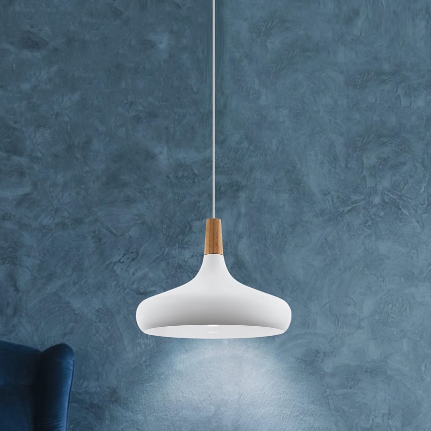 Eglo - Luster na sajli 1xE27/40W/230V pr. 40 cm bela - FSC sertifikovano