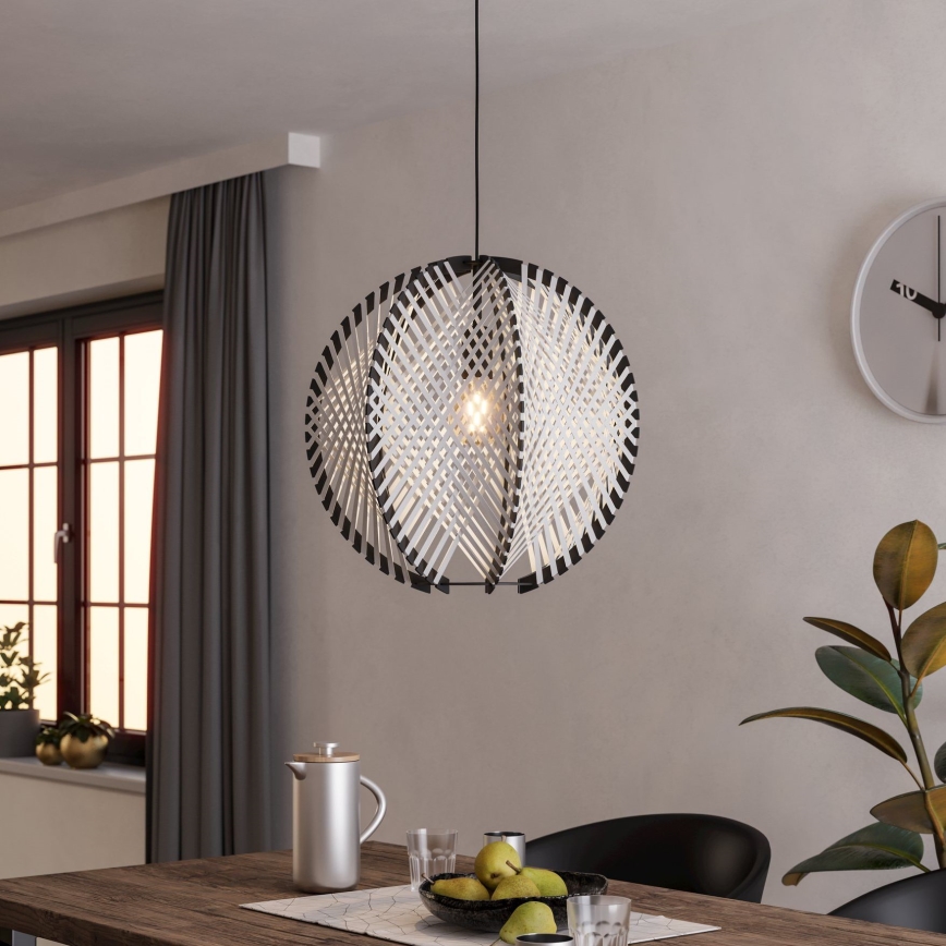 Eglo - Luster na sajli 1xE27/40W/230V pr. 48 cm bela/crno
