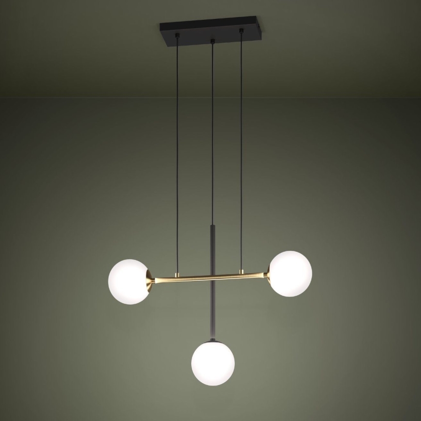 Eglo - Luster na sajli 3xE14/40W/230V zlatna/crno