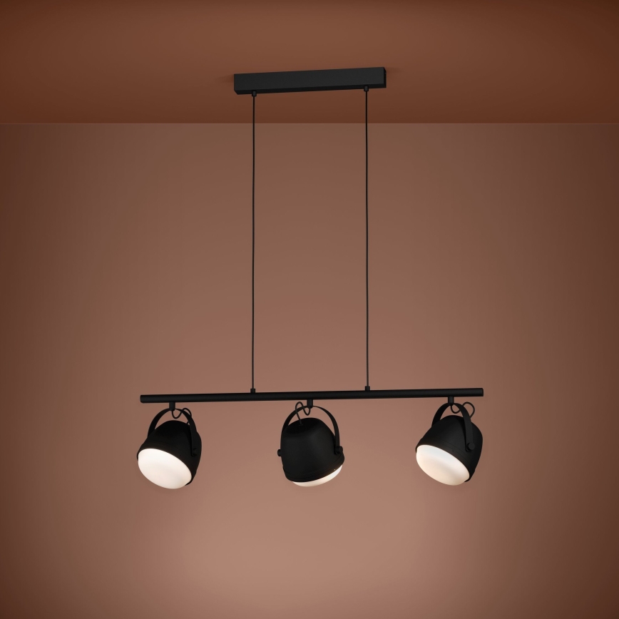 Eglo - Luster na sajli 3xE27/28W/230V crno