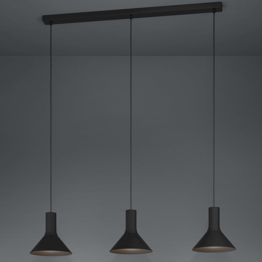 Eglo - Luster na sajli 3xE27/28W/230V crno