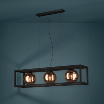 Eglo - Luster na sajli 3xE27/40W/230V bakrena/crno