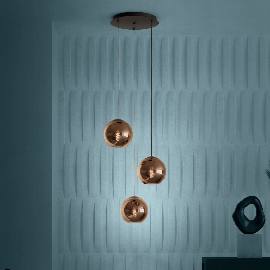 Eglo - Luster na sajli 3xE27/40W/230V bakrena