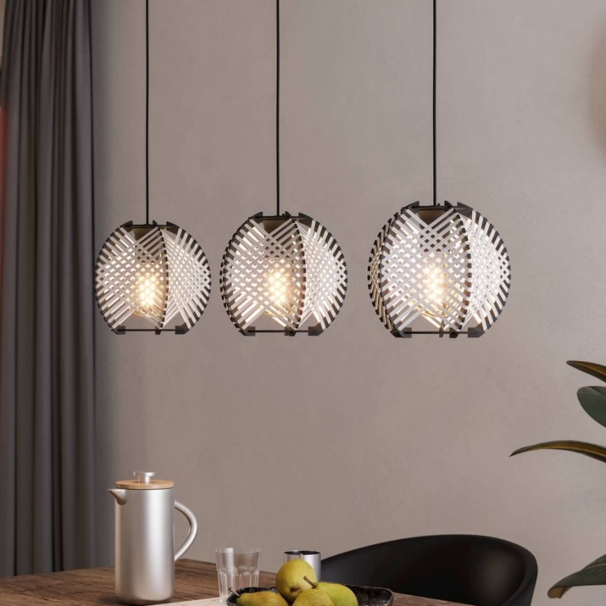 Eglo - Luster na sajli 3xE27/40W/230V bela/crno
