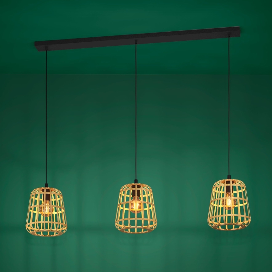 Eglo - Luster na sajli 3xE27/40W/230V braon