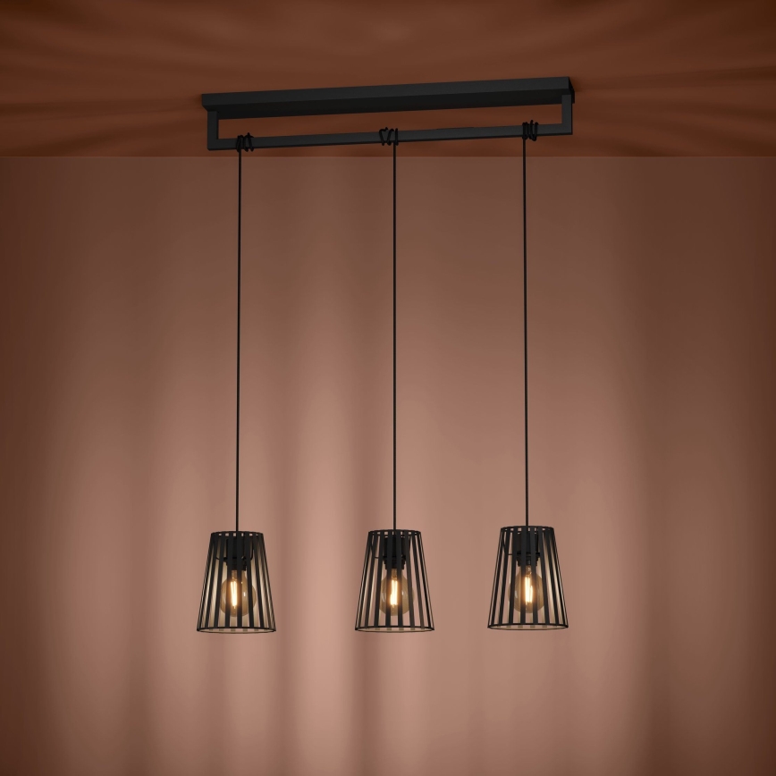 Eglo - Luster na sajli 3xE27/40W/230V crno