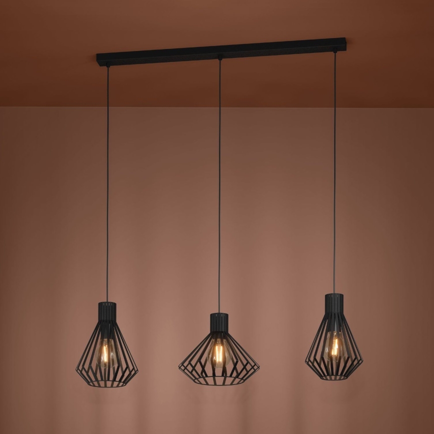 Eglo - Luster na sajli 3xE27/40W/230V crno