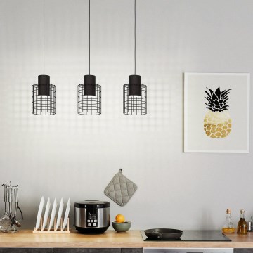 Eglo - Luster na sajli 3xE27/40W/230V crno