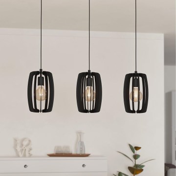 Eglo - Luster na sajli 3xE27/40W/230V crno
